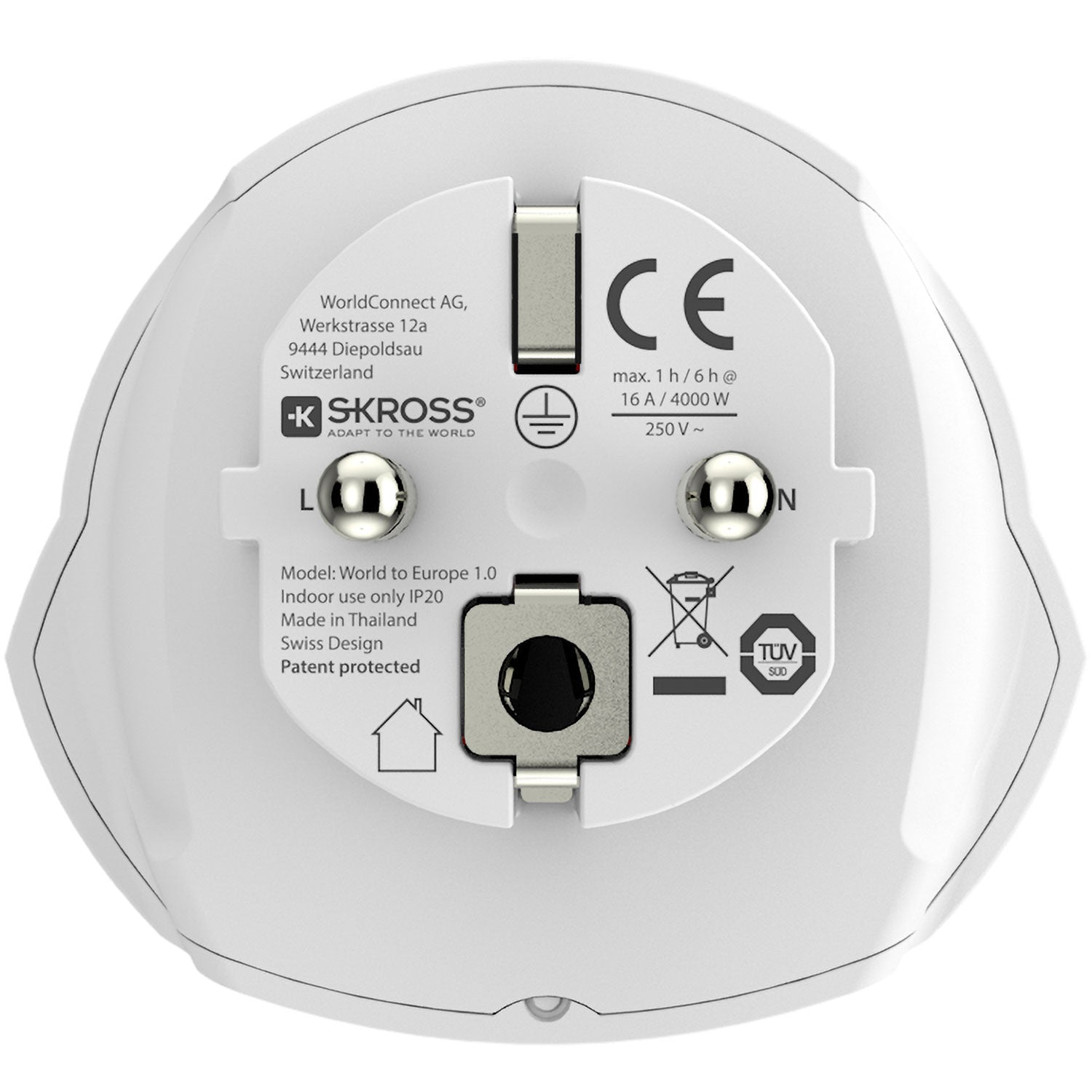 SKROSS - Reseadapter Världen till Europa Jordad Bulk - Travels And Bags