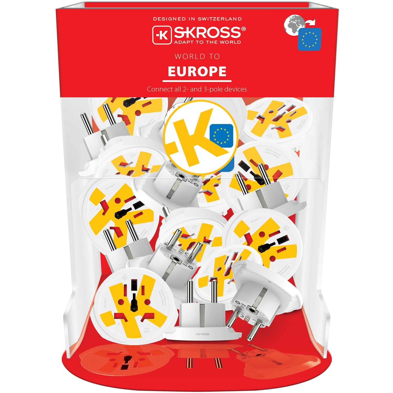 SKROSS - Reseadapter Världen till Europa Jordad Bulk - Travels And Bags