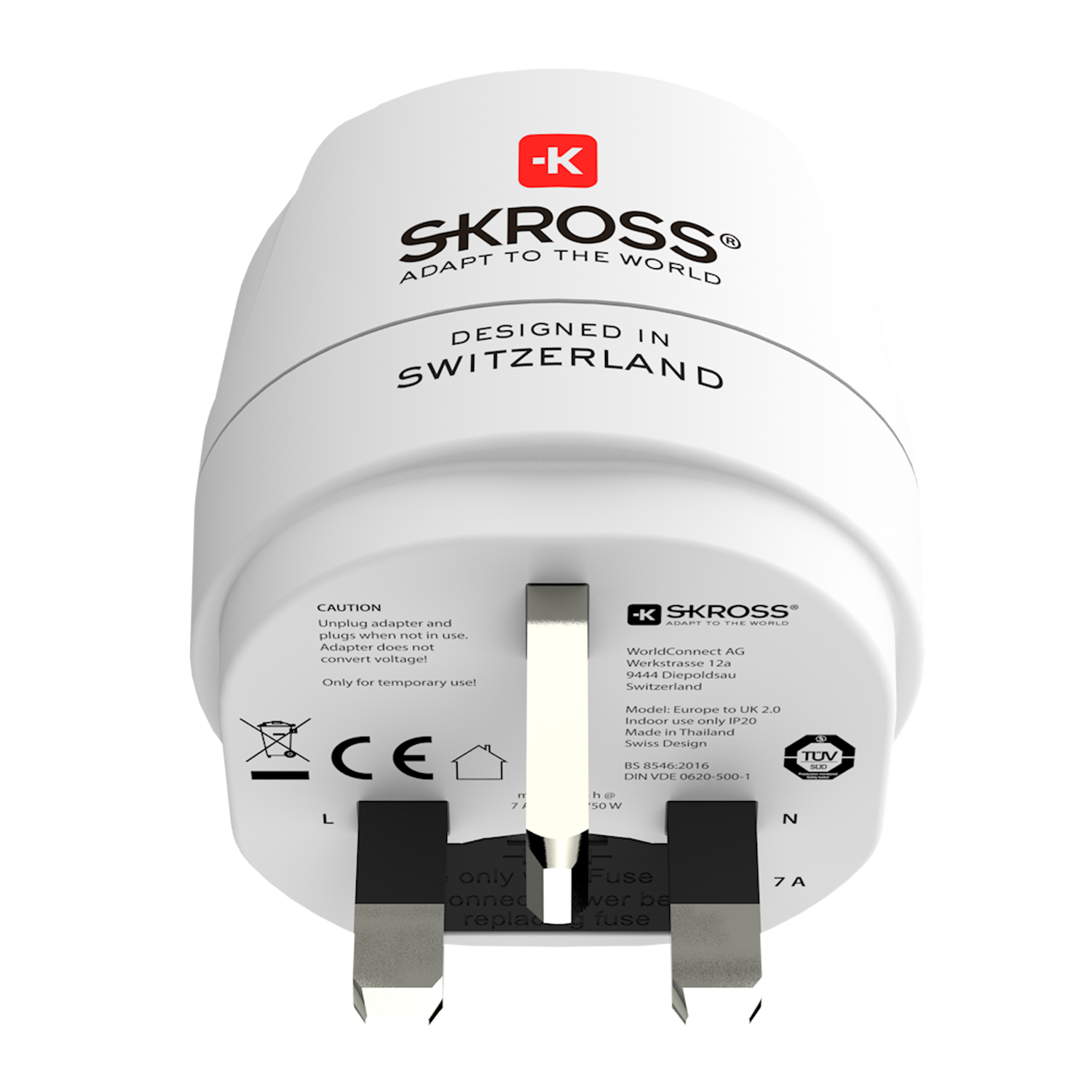 SKROSS - Reseadapter Europa till UK m.fl. Jordad - Travels And Bags