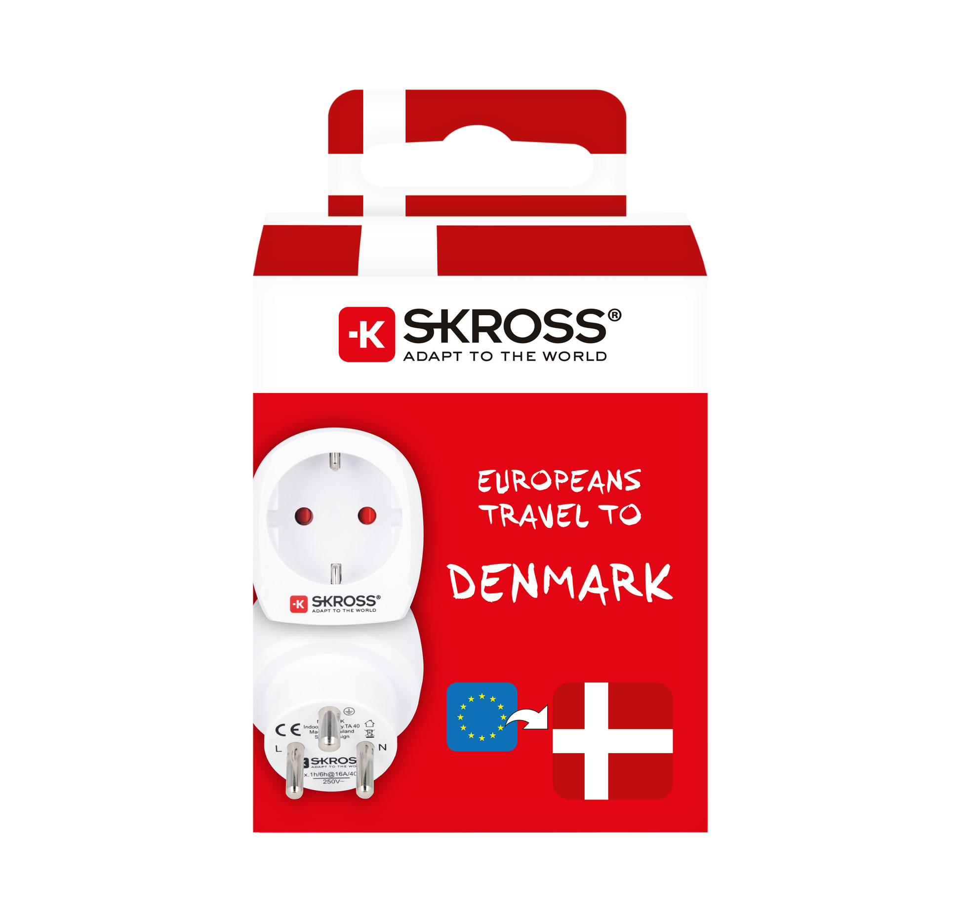 SKROSS - Reseadapter Europa till Danmark Jordad - Travels And Bags