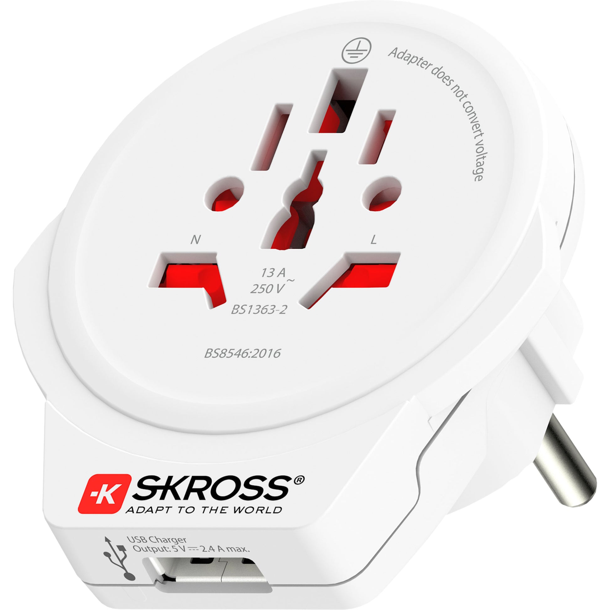 SKROSS - Reseadapter Världen till Europa USB-A 12W Jordad - Travels And Bags