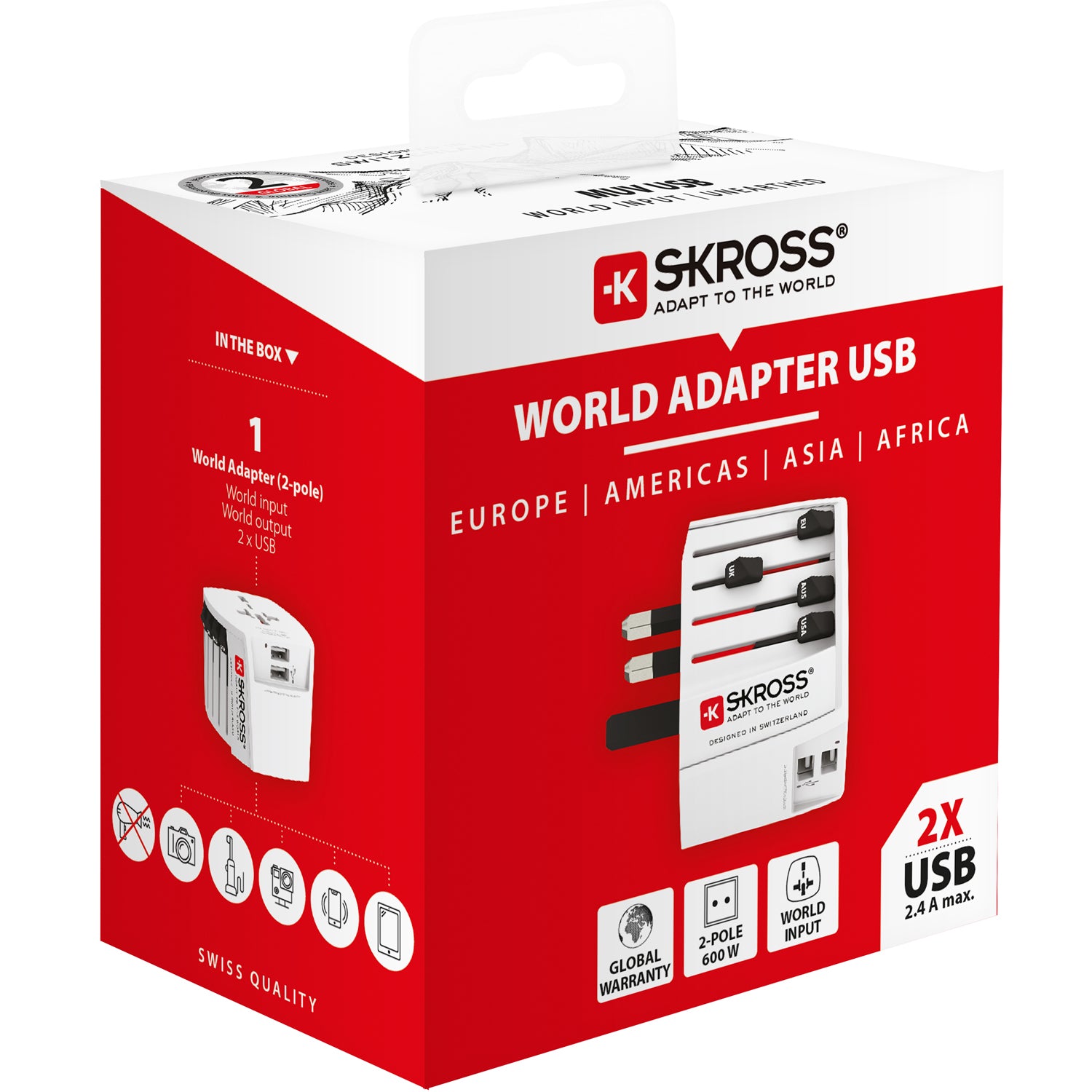 SKROSS - Världsreseadapter MUV USB 12W Ojordad - Travels And Bags