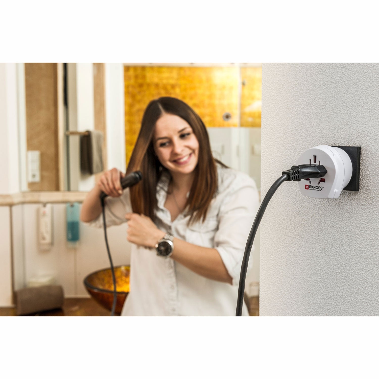 SKROSS - Reseadapter Combo Världen till Danmark + Europa Jordad - Travels And Bags