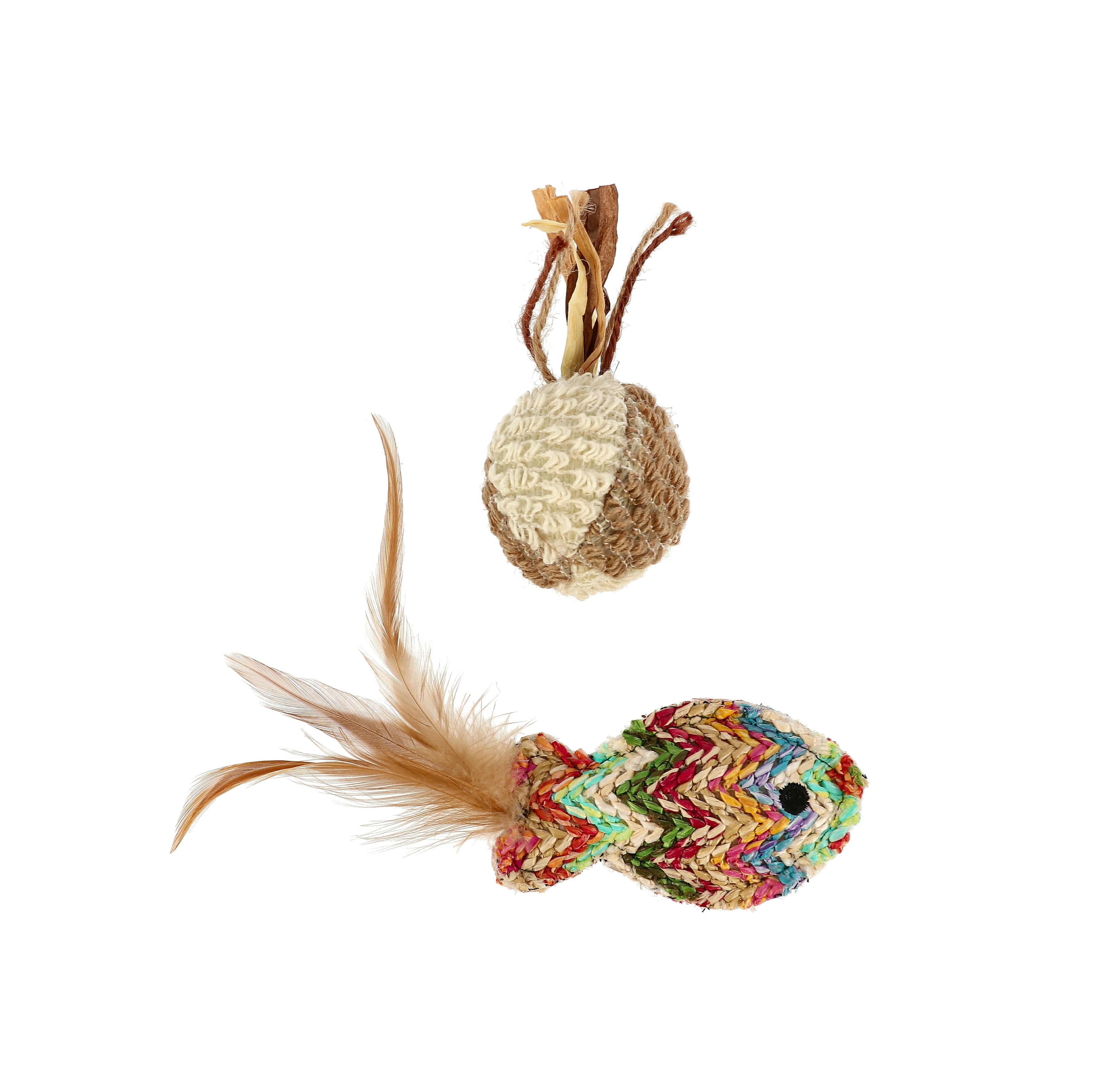 Dogman Kattleksak Natural Fisk Boll Flerfärgad 5cm