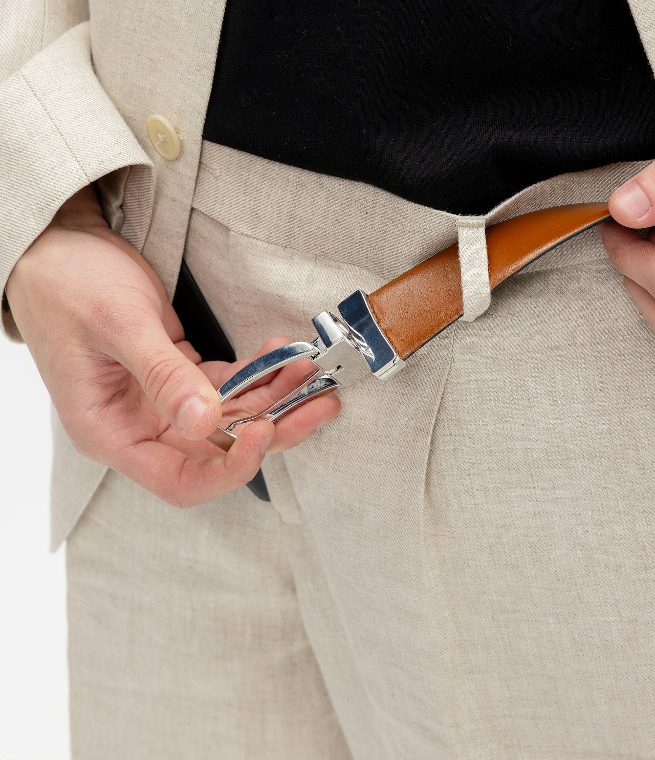 Saddler Avellino Vändbart  Läderbälte - Svart/brun - Travels And Bags