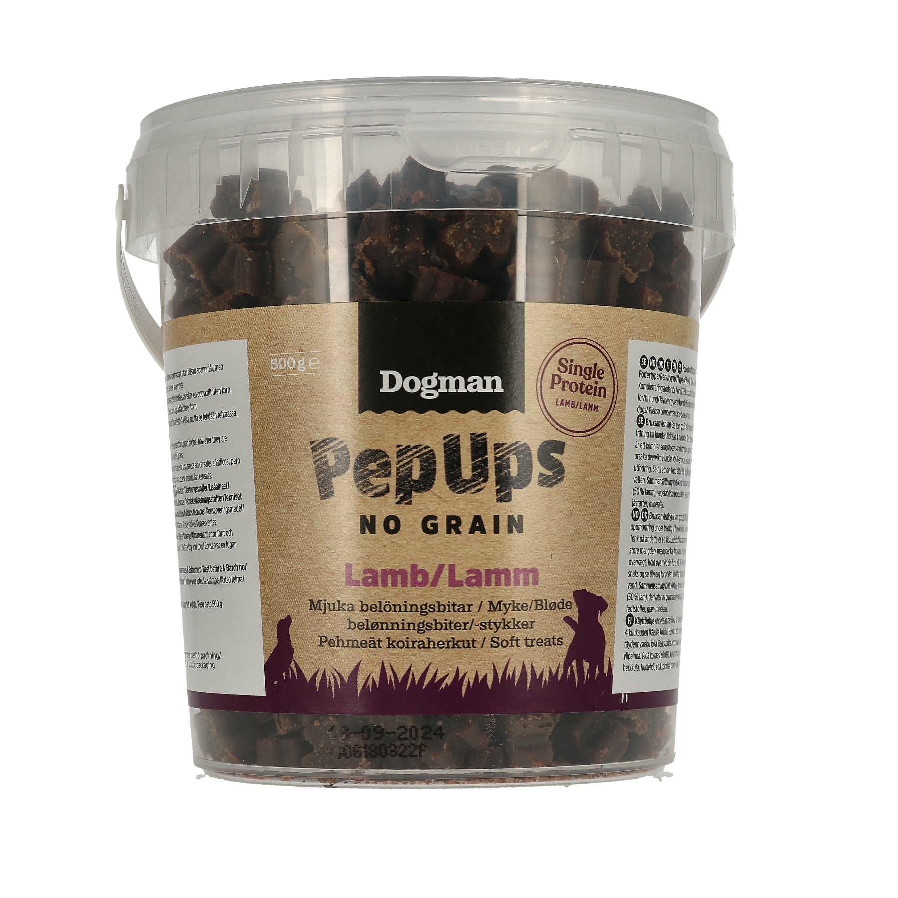 Dogman Pep Ups No Grain Lamm Hundgodis 500g