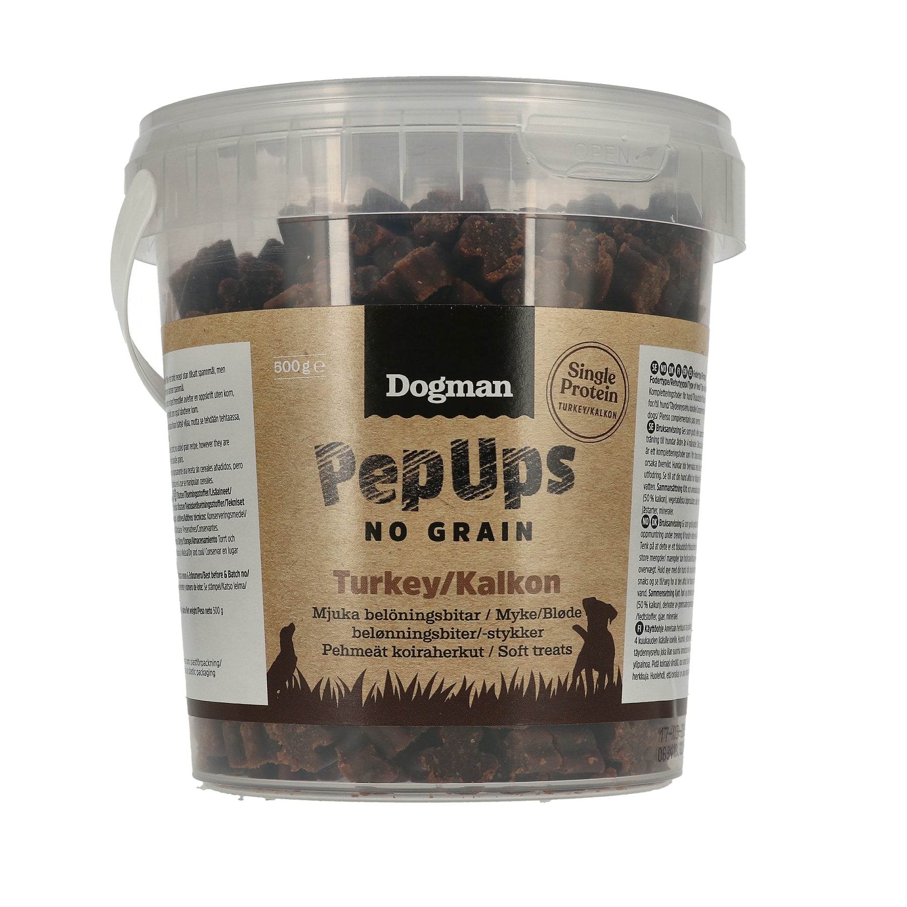Dogman Pep Ups No Grain Kalkon Hundgodis 500g