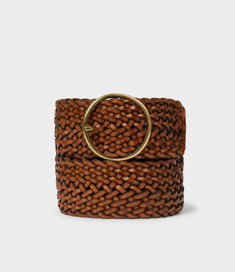 Saddler Arica Flätat Läderbälte - Brun - Travels And Bags