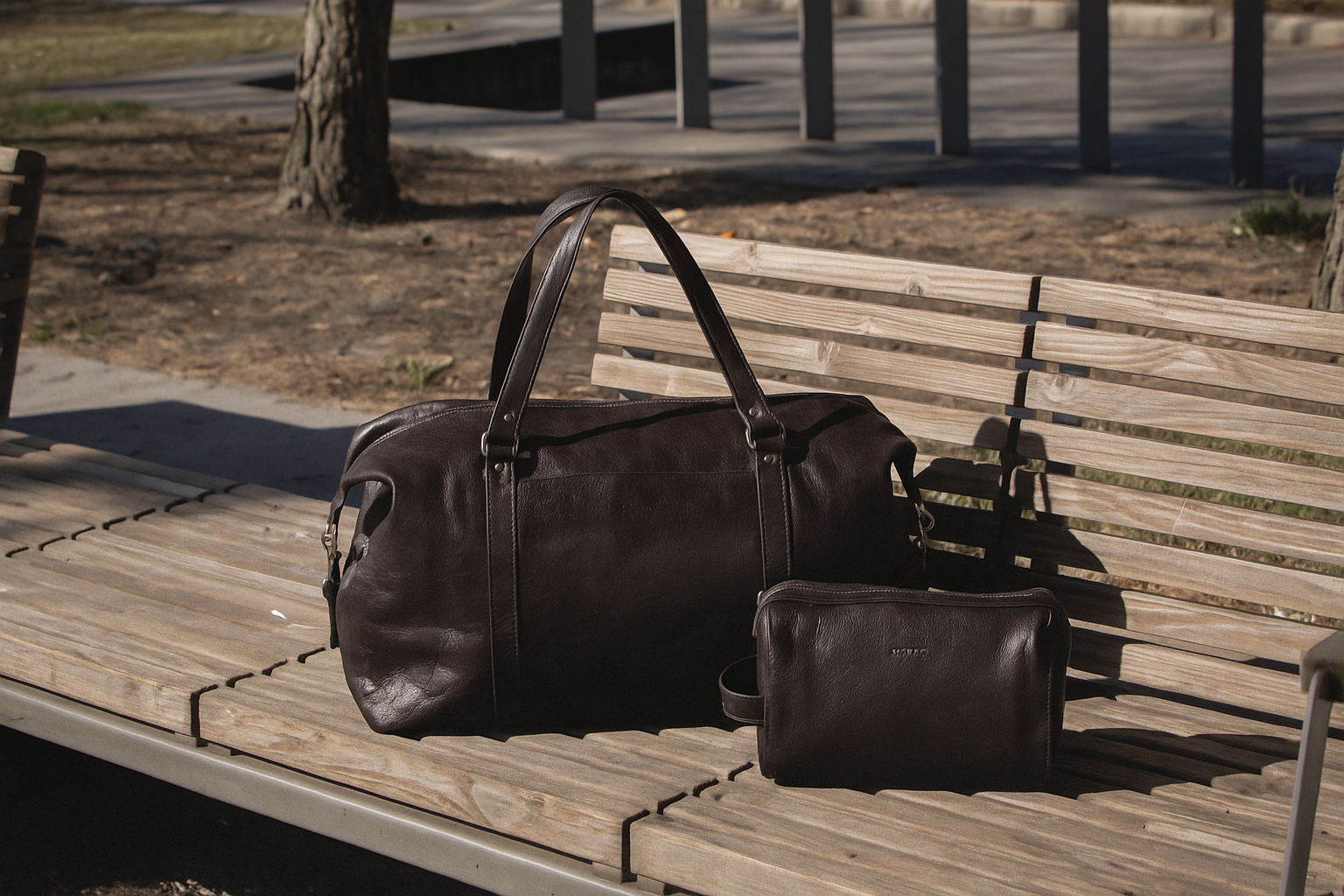 The Monte Weekendbag Large i Skinn - Mörkbrun