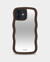 Holdit Telefonskal Wavy iPhone 12/12 Pro - Mörkbrun/Spegel