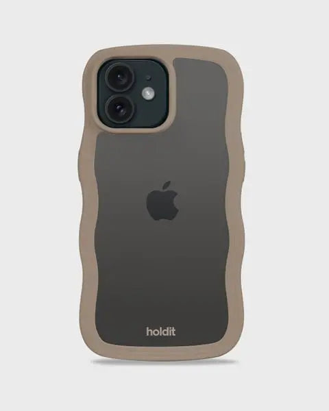 Holdit Telefonskal Wavy iPhone 12/12 Pro - Ljusbrun/Transparent - Travels And Bags