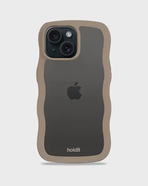Holdit Telefonskal Wavy iPhone 15/14/13 - Ljusbrun/Transparent - Travels And Bags