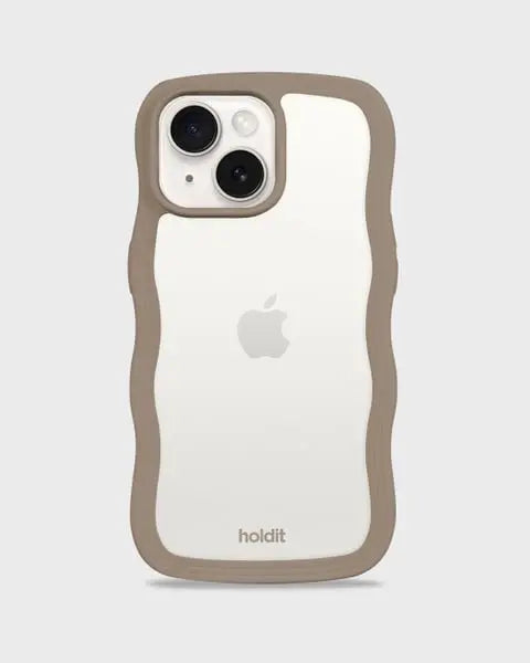 Holdit Telefonskal Wavy iPhone 15/14/13 - Ljusbrun/Transparent - Travels And Bags