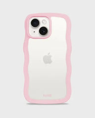 Holdit Telefonskal Wavy iPhone 15 Plus/14 Plus - Rosa/Transparent