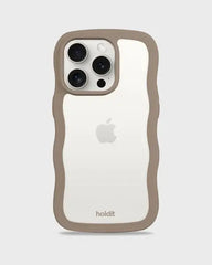 Holdit Telefonskal Wavy iPhone 15 Pro - Ljusbrun/Transparent