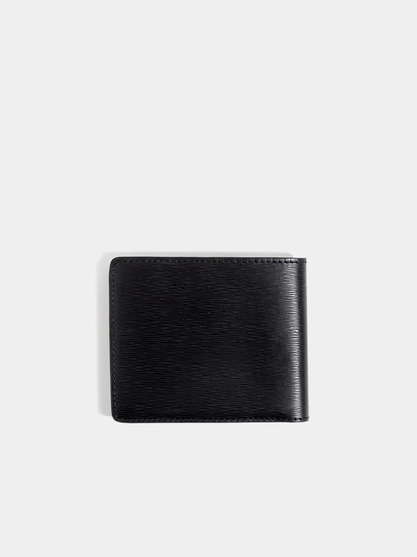 Trifold AirTag Ready Black Leather Schwarzes Leder