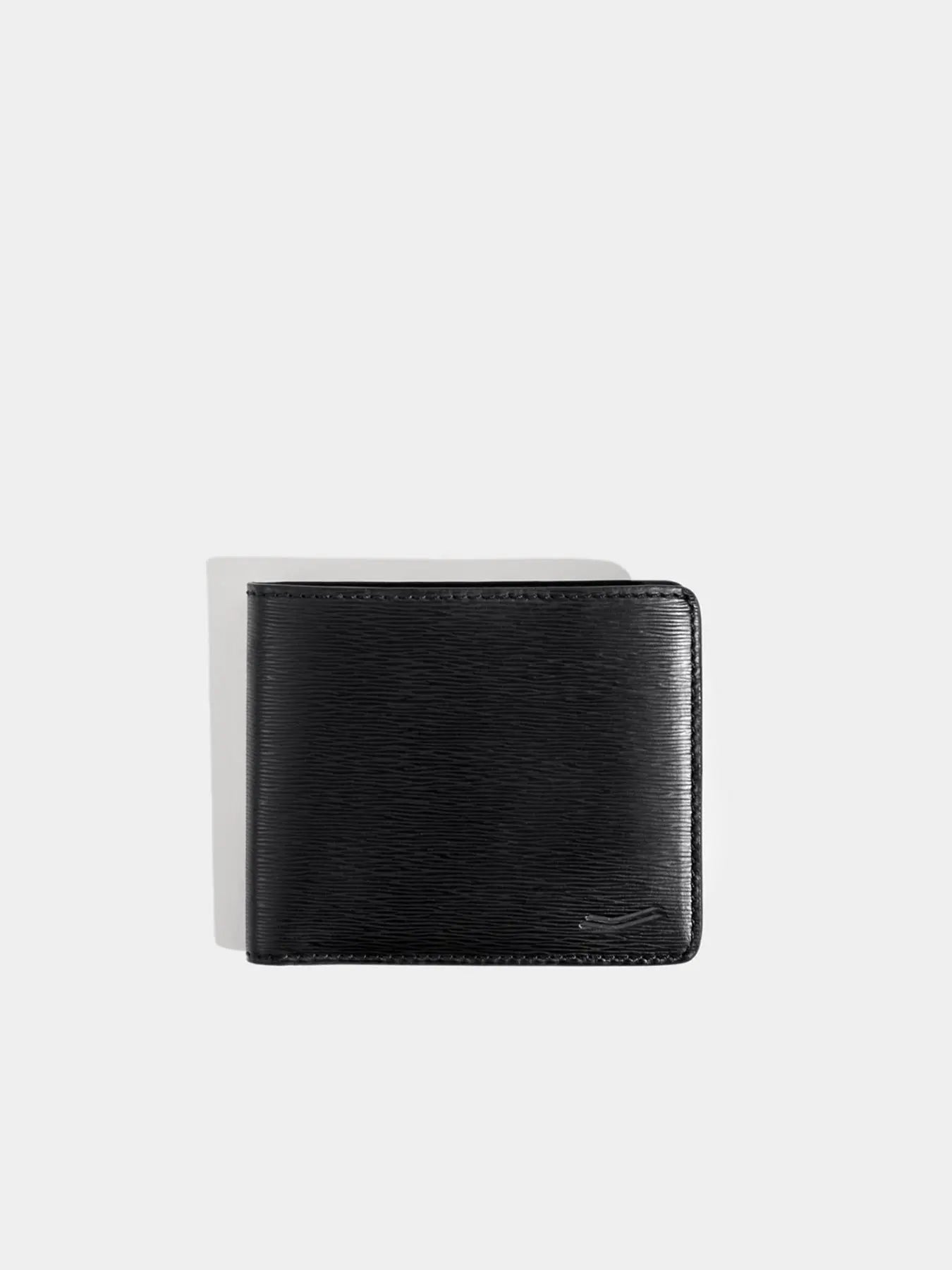 Trifold AirTag Ready Black Leather Schwarzes Leder