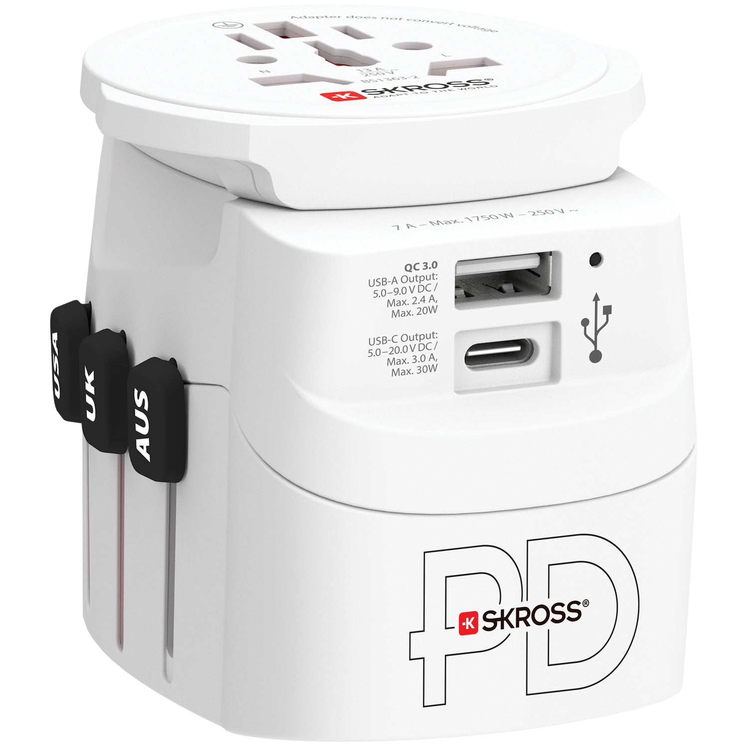 SKROSS - Världsreseadapter PRO Light USB AC30PD World PD 30W Jordad - Travels And Bags
