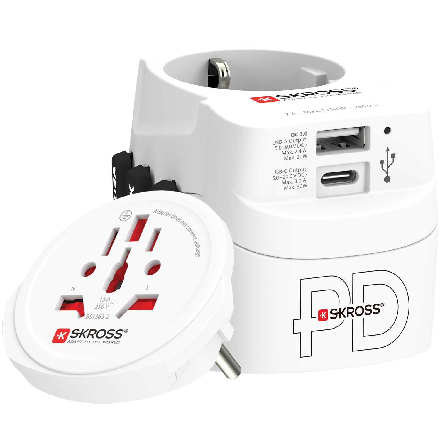 SKROSS - Världsreseadapter PRO Light USB AC30PD World PD 30W Jordad - Travels And Bags