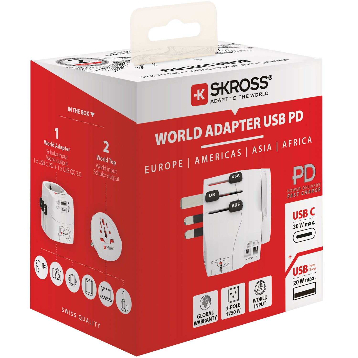 SKROSS - Världsreseadapter PRO Light USB AC30PD World PD 30W Jordad - Travels And Bags