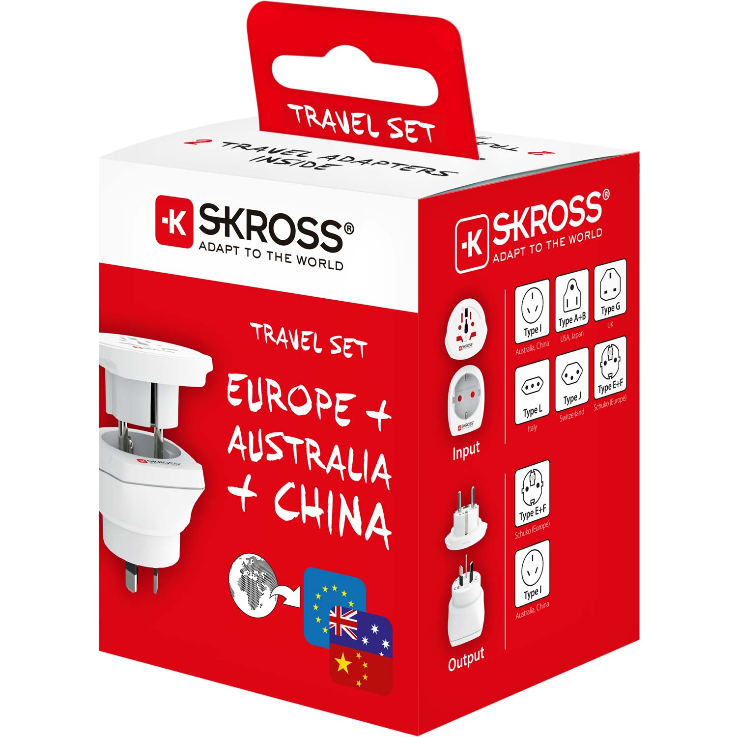 SKROSS - Reseadapter Combo Världen till Australien/Kina + Europa Jordad - Travels And Bags