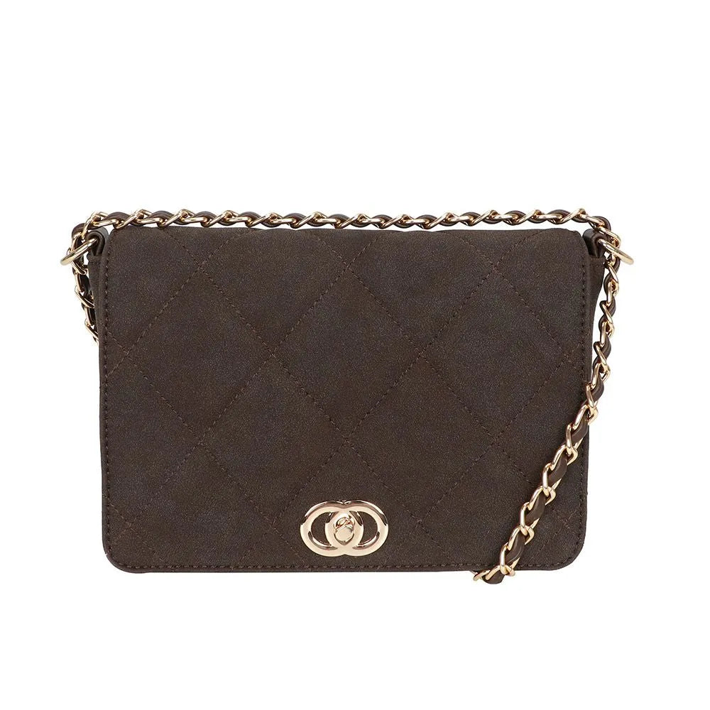 Ulrika Design Gold Bar Axelremsväska 22 cm - Brun