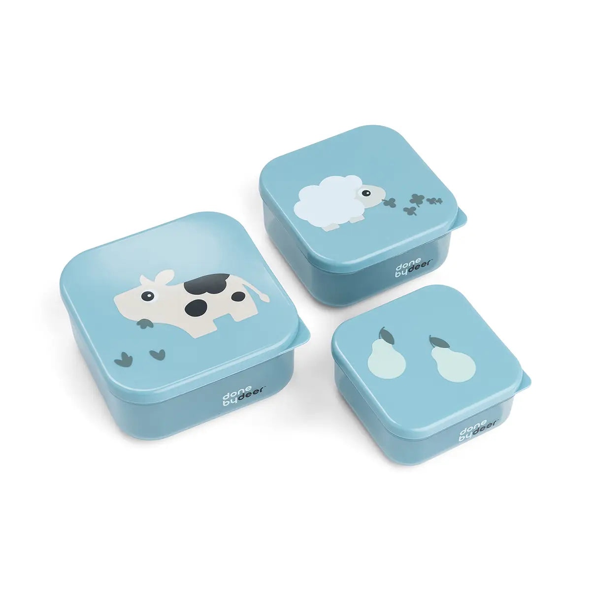 Done by Deer Snack box set 3 pcs Tiny farm - Blå