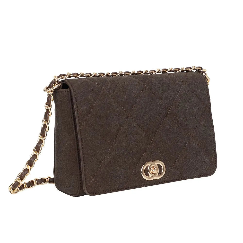 Ulrika Design Gold Bar Axelremsväska 22 cm - Brun