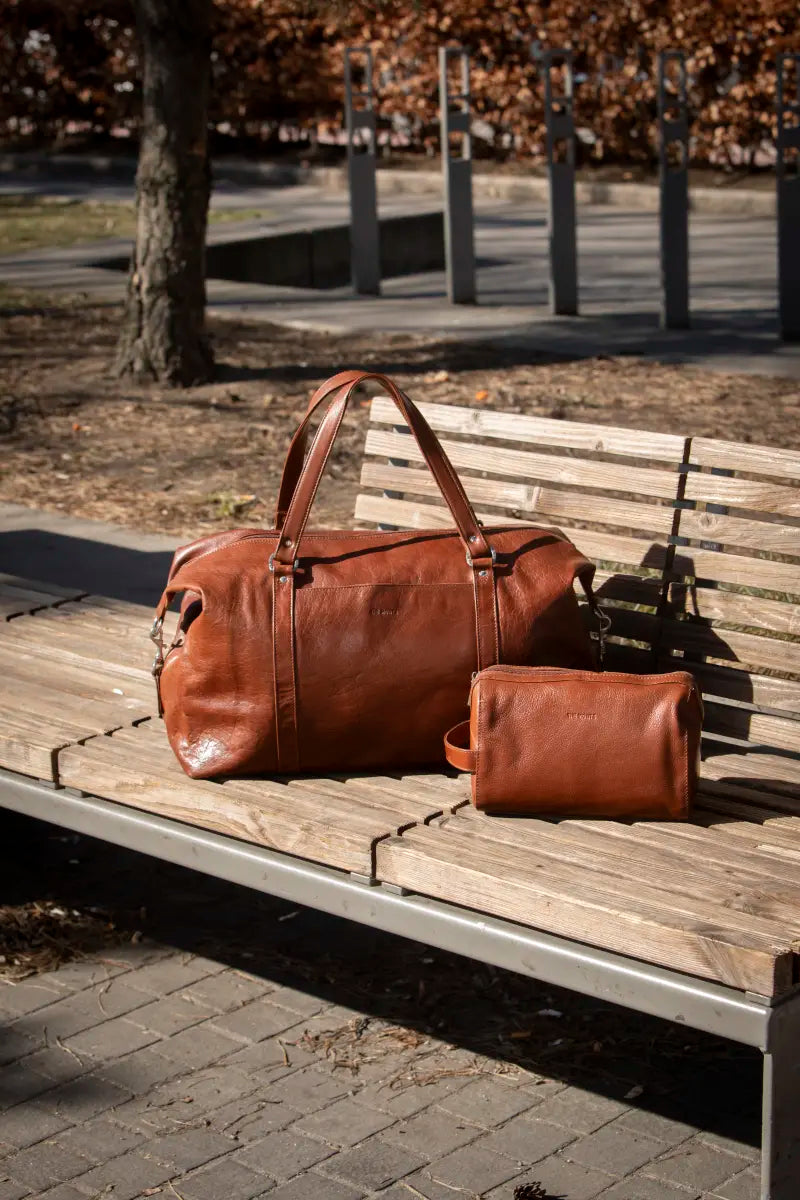 The Monte Weekendbag Large i Skinn - Cognac