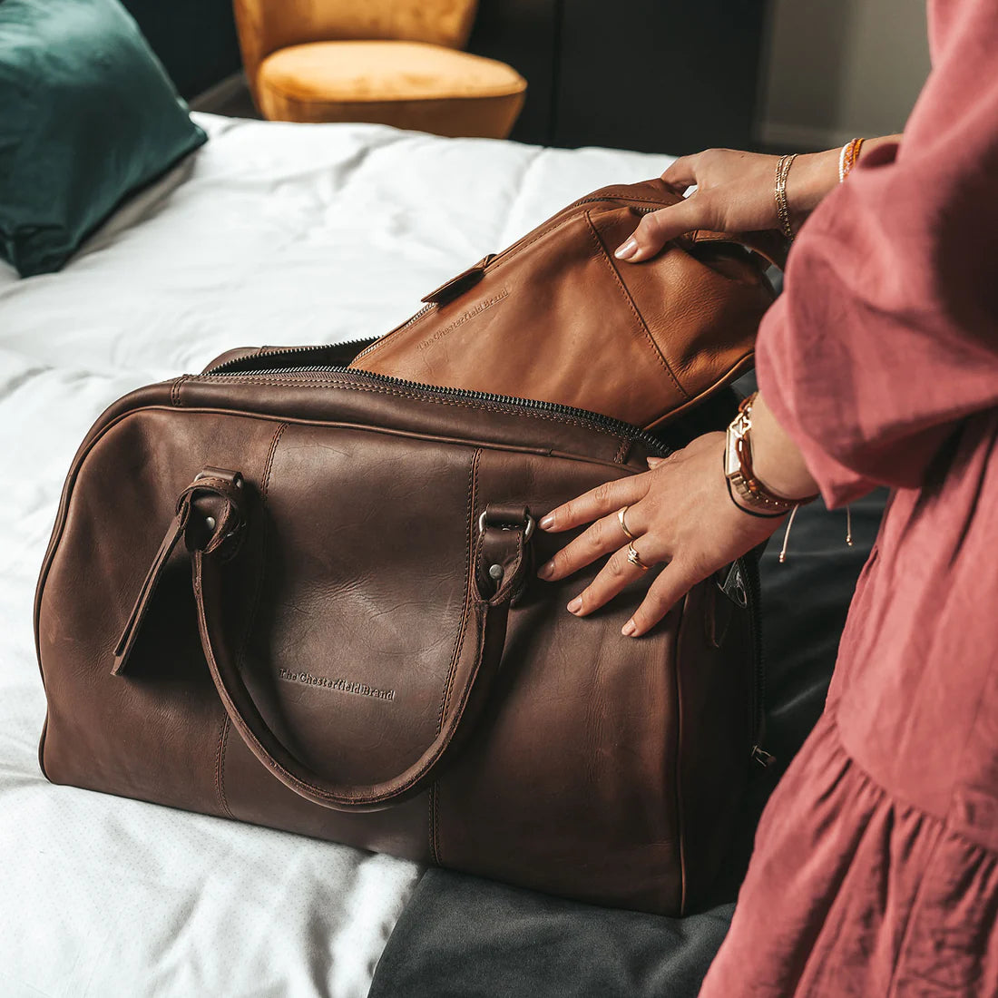 The Chesterfield Brand Liam Weekendbag - Mörkbrun - Travels And Bags