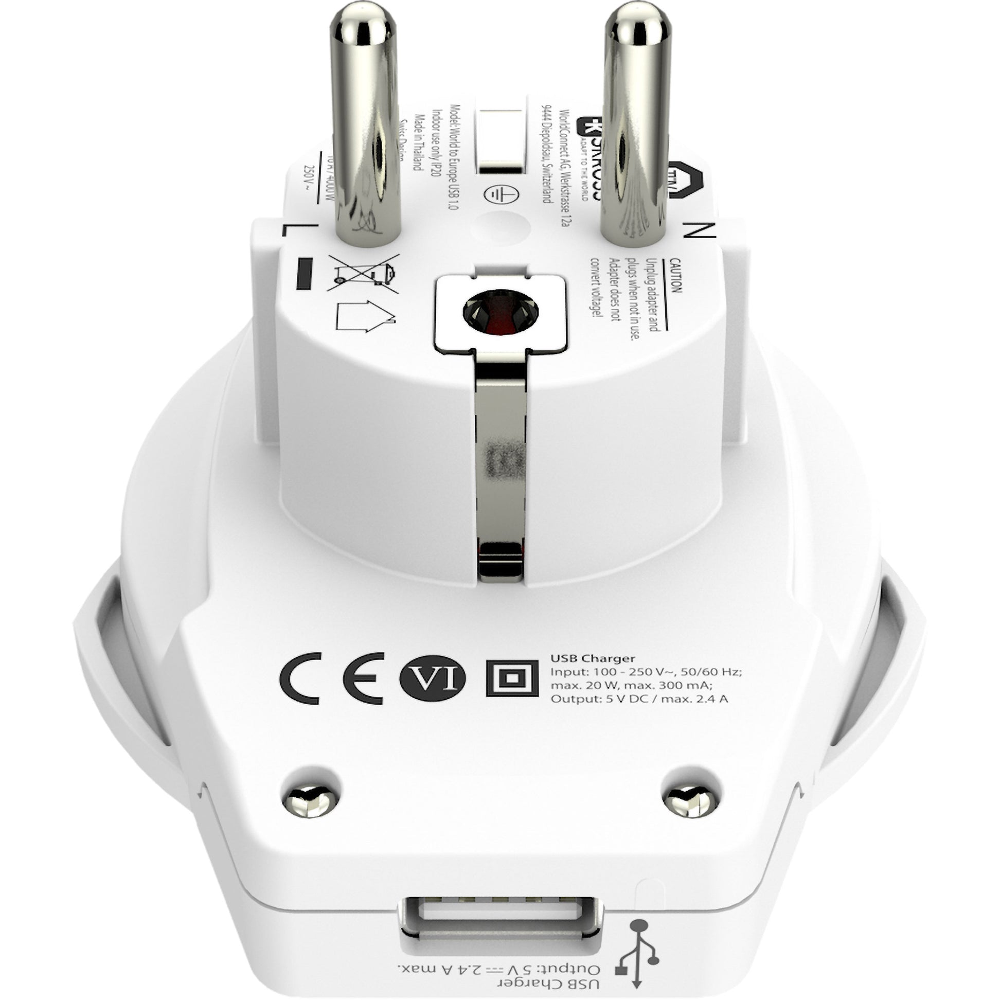 SKROSS - Reseadapter Världen till Europa USB-A 12W Jordad - Travels And Bags