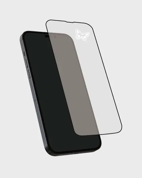 Holdit Black Frame Skärmskydd iPhone 15/15 Pro/14 Pro - Butterfly - Travels And Bags