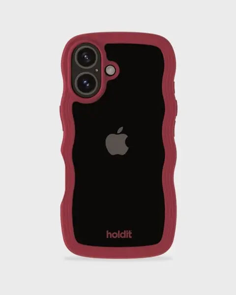 Holdit Telefonskal Wavy iPhone 16 - Röd/Transparent - Travels And Bags
