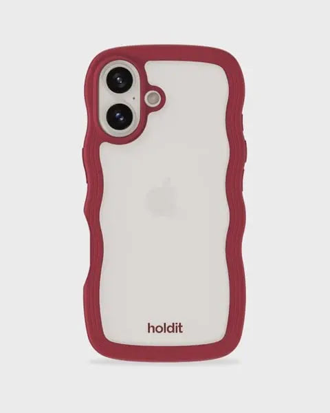 Holdit Telefonskal Wavy iPhone 16 - Röd/Transparent - Travels And Bags