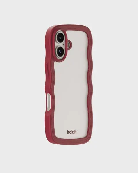 Holdit Telefonskal Wavy iPhone 16 - Röd/Transparent - Travels And Bags