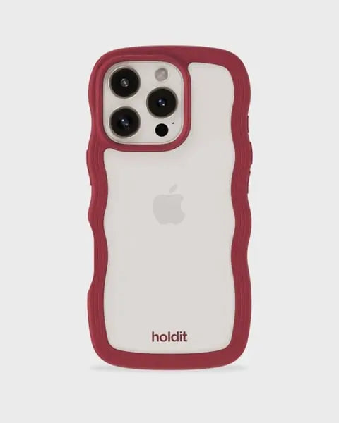 Holdit Telefonskal Wavy iPhone 16 Pro - Röd/Transparent - Travels And Bags