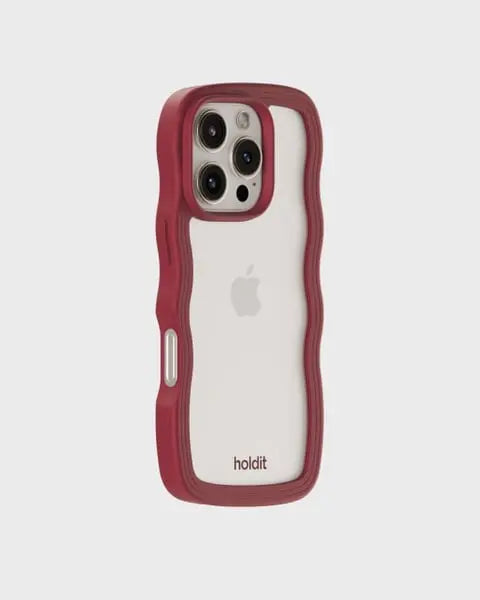 Holdit Telefonskal Wavy iPhone 16 Pro - Röd/Transparent - Travels And Bags