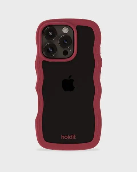 Holdit Telefonskal Wavy iPhone 16 Pro - Röd/Transparent - Travels And Bags