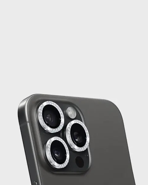 Holdit Kameraskydd iPhone 15 Pro/15 Pro Max - Glitter Silver - Travels And Bags