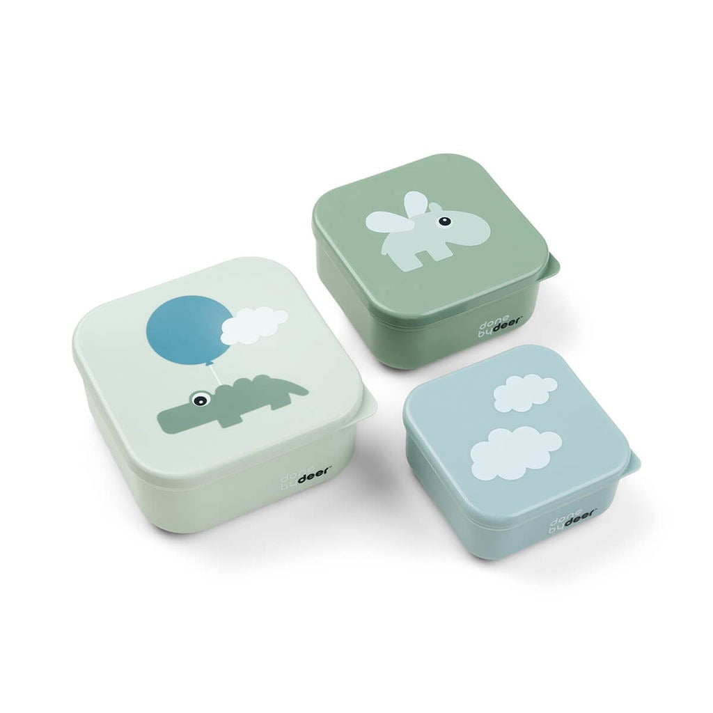 Done By Deer Snack Box 3-pack - Happy Clouds Grön Done By Deer