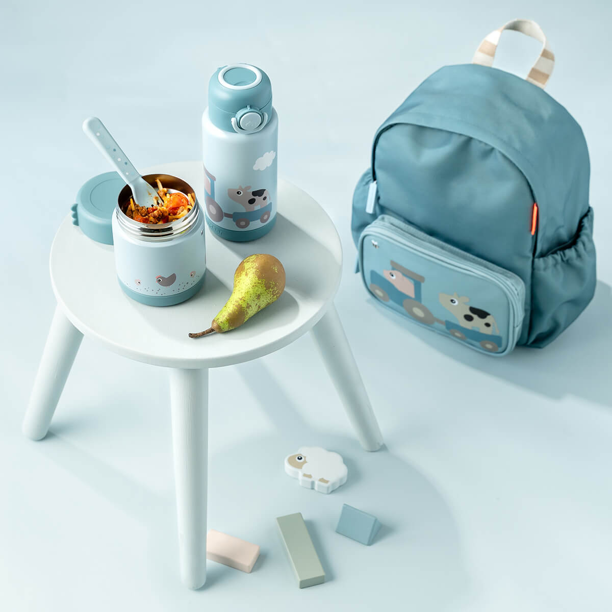 Done by Deer Insulated food jar Tiny farm Blå - 300 ml