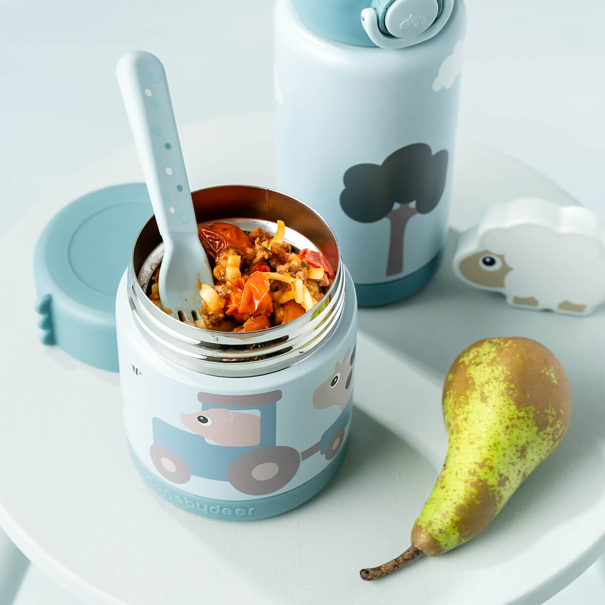Done by Deer Insulated food jar Tiny farm Blå - 300 ml