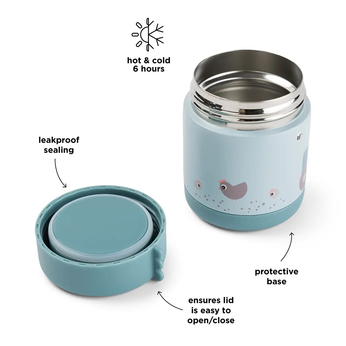 Done by Deer Insulated food jar Tiny farm Blå - 300 ml