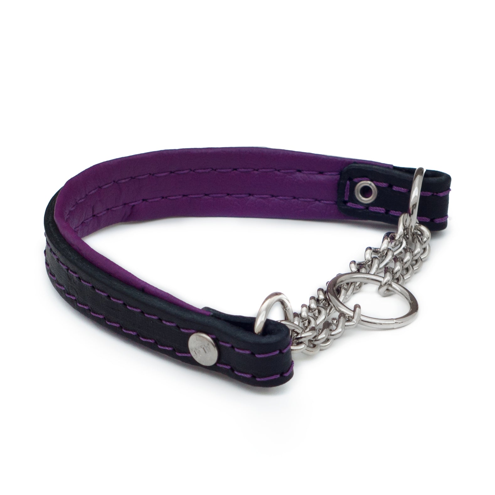 Alac Läderhalsband Halvstryp Lila 60cm