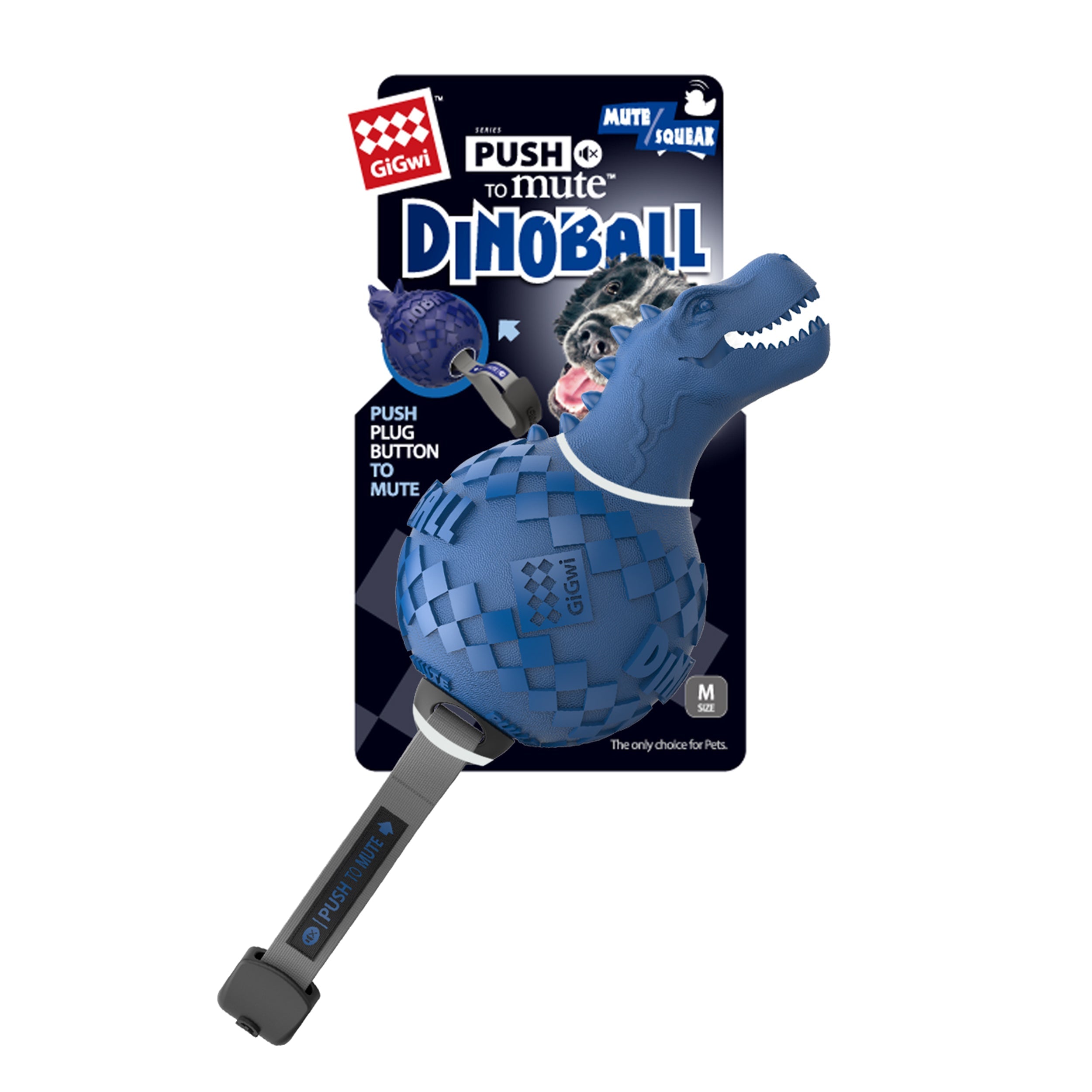 GiGwi Leksak Pushtomute Dinosaur Blå 15cm