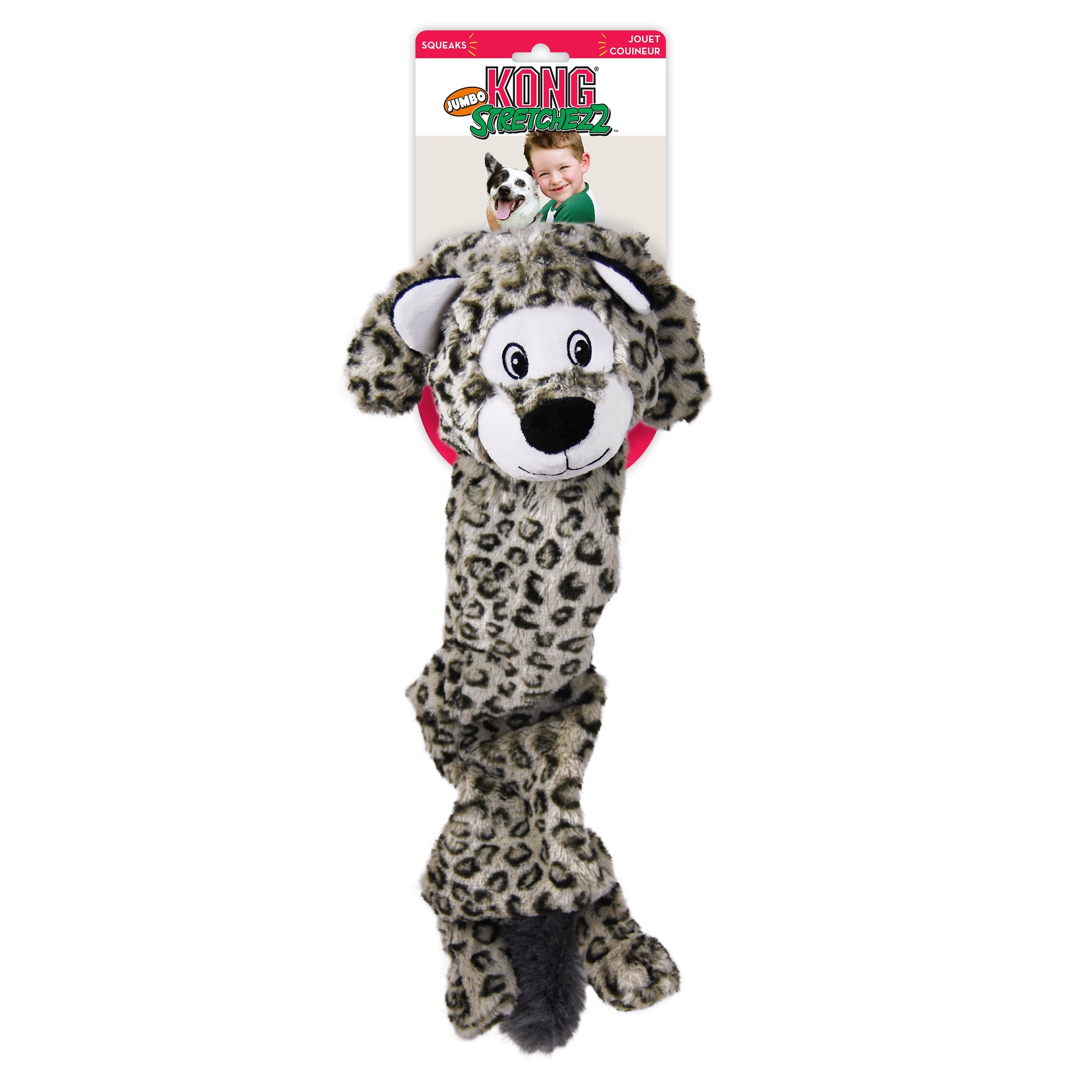 Kong Leksak Stretchezz Snowleopard Grå Xl