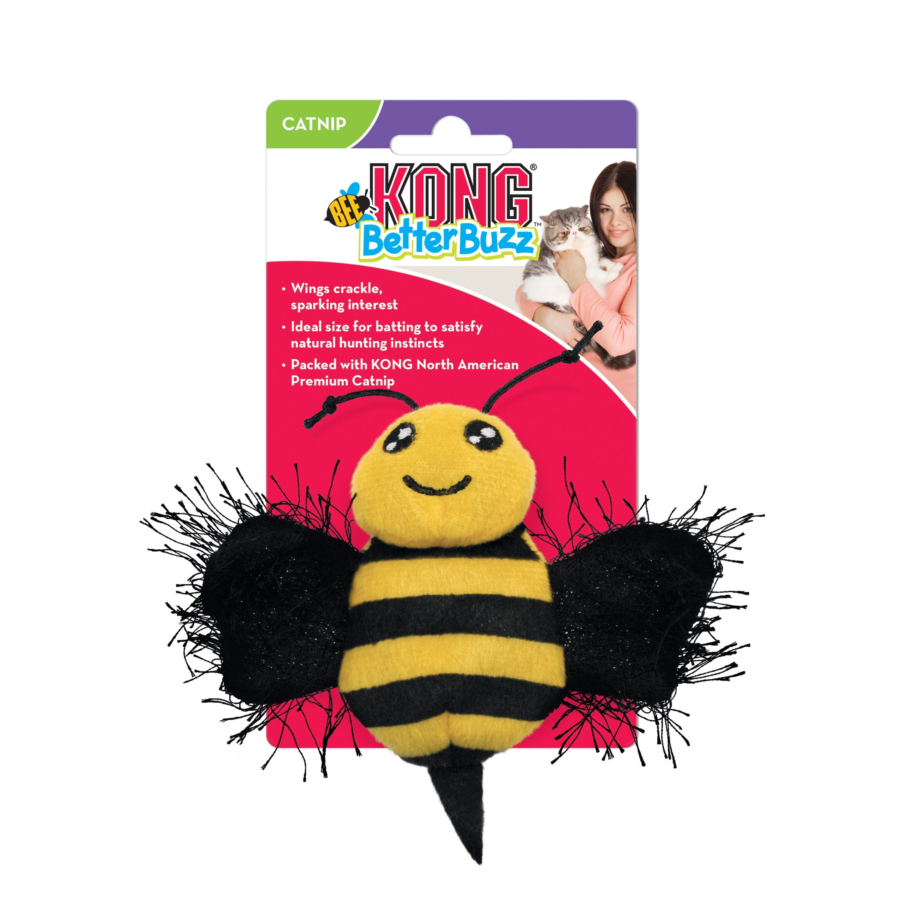 Kong Kattleksak Better Buzz Bee Gul 10cm
