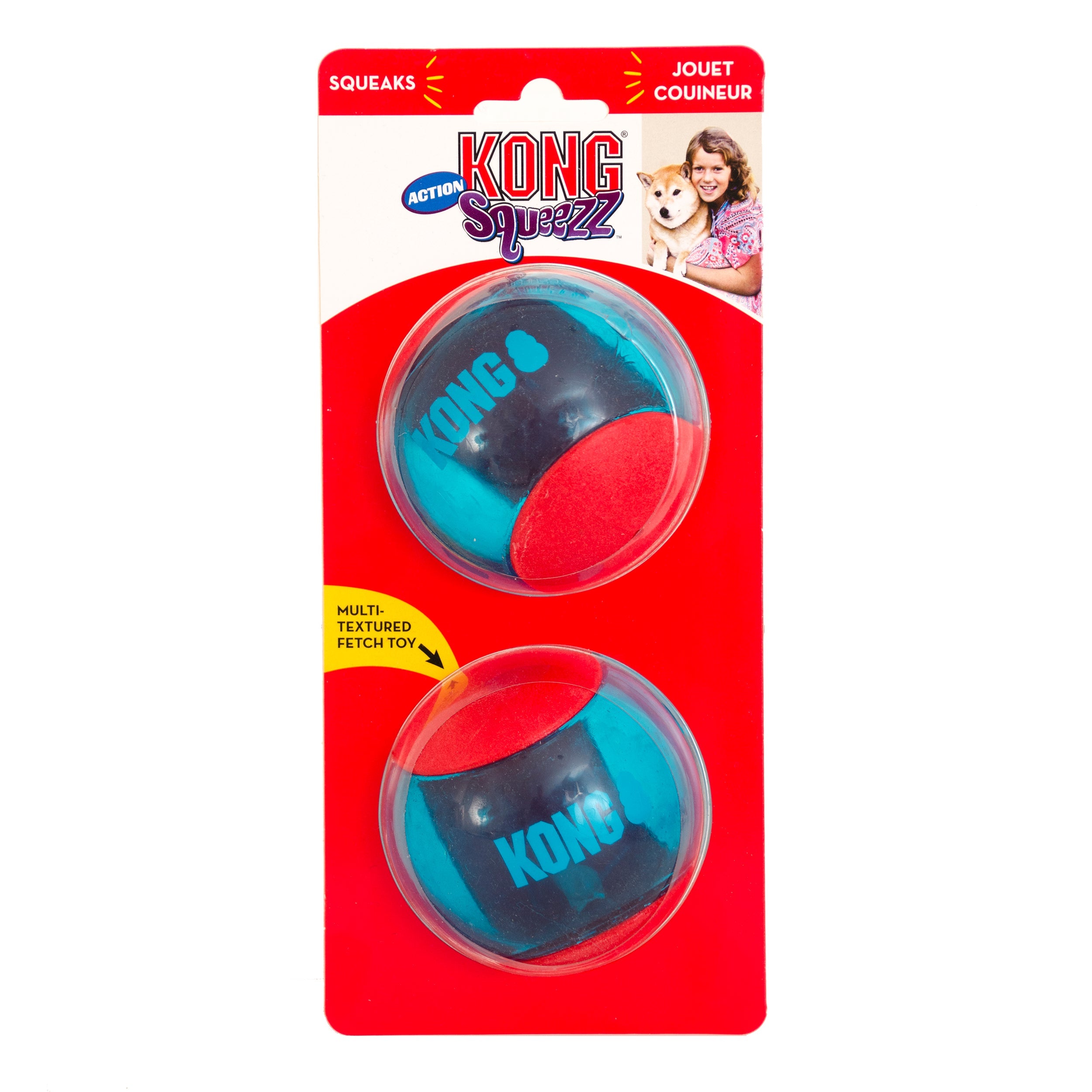 Kong Leksak Squeezz Action Ball 2p Flerfärgad L