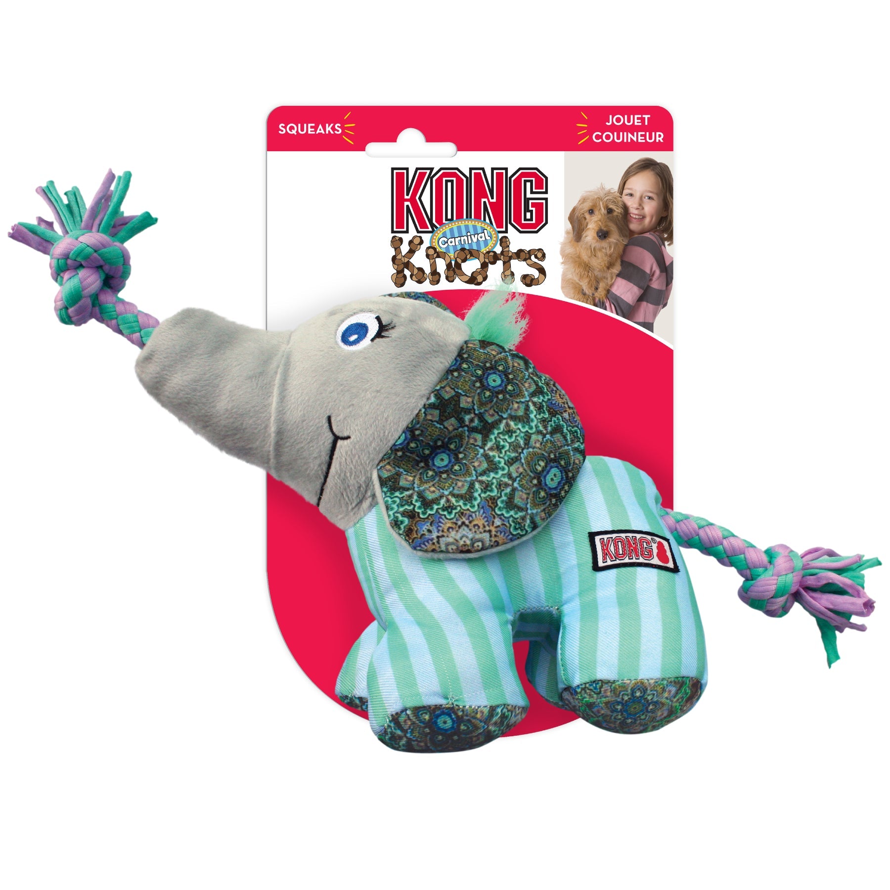 Kong Leksak Knots Carnival Elephant Turkos S/m