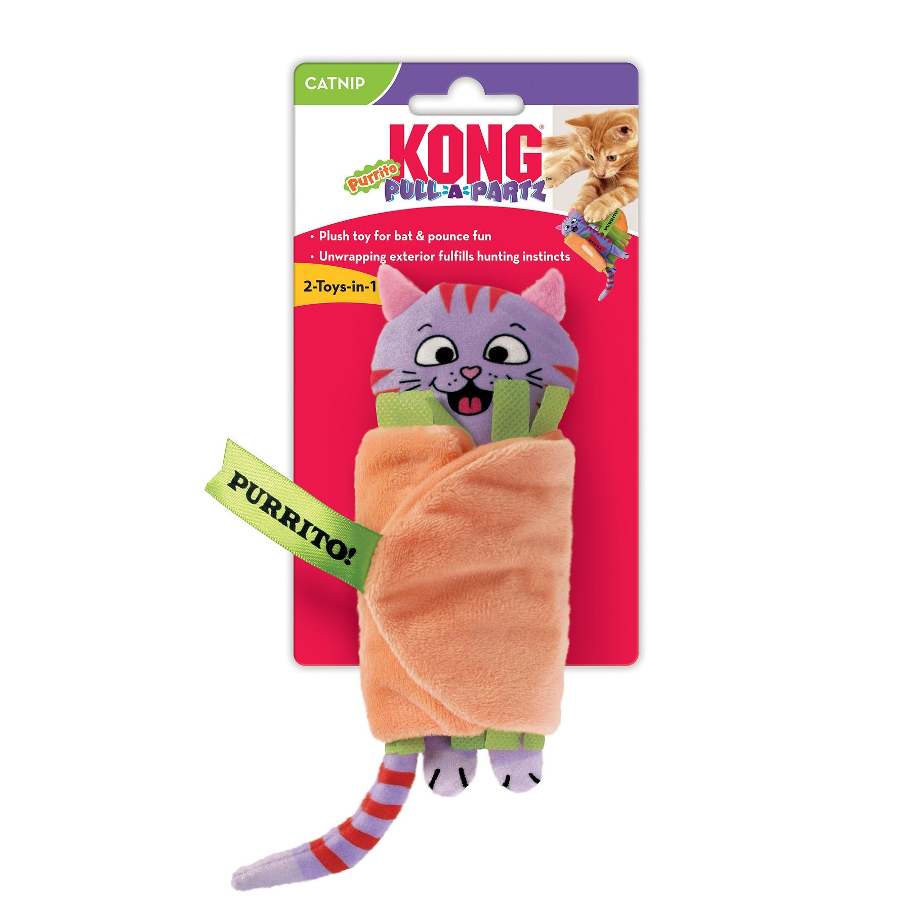 Kong Kattleksak Pull-a-partz Purrito Flerfärgad 14cm